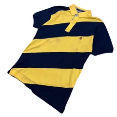 トミー ヒルフィガー 半袖 ポロシャツ イエロー ネイビー 切り替え Mサイズ 【 おしゃれな好配色♪ 】 TOMMY HILFIGER ●FB201