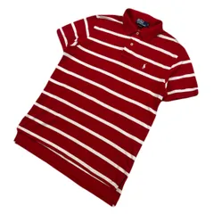 ポロラルフローレン 半袖 ポロシャツ ホワイト レッド ボーダー Lサイズ メンズ 【 定番♪ アメカジ 】 POLO RALPH LAUREN ●FB208
