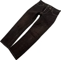 SLOWGUN ☆ デニムパンツ ボタンフライ ストレート ジーンズ ブラック W30 古着 アメカジ 映画 音楽 カルチャー 日本製 スロウガン■Ja7727