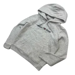トミーヒルフィガー スウェット パーカー グレー 胸ロゴ レディース Sサイズ TOMMY JEANS ●L359