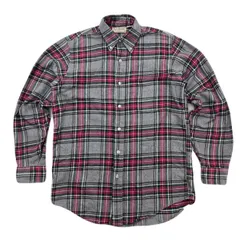 L.L.BEAN USA製 長袖 ネルシャツ 90s ビンテージ アウトドア グレー レッド 状態良好 ●L365