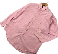 美品 ☆ RALPH LAUREN さらっとオシャレ◎ 長袖 ボタンダウン コットン シャツ L ピンク アメカジ ストリート 古着 ラルフローレン■S1468