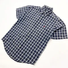 90s RALPH LAUREN ☆ BLAIRE 風合い◎ ネイビー 半袖 ボタンダウン チェック シャツ S アメカジ ストリート 古着MIX ラルフローレン■M184