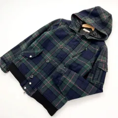 JOURNAL STANDARD relume 英国スタイル♪ ウール 中綿 ジャケット フーディー チェック グリーン ネイビー L メンズ 大人カジュアル■S1044