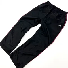 フィラ ☆ FILA レディース ナイロンパンツ ウィンドブレーカー 2XO ブラック × レッドライン ランニング トレーニング スポーツ■Ja4236