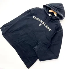 Timberland ☆ 古着らしいフェード感◎ ネイビー ロゴ スウェット パーカー L アメカジ ストリート ヒップホップ ティンバーランド■S1156