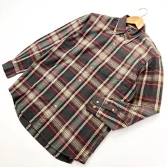 CHAPS RALPH LAUREN ☆ 配色完璧◎ ダークグレー ベージュレッド オンブレチェック 長袖 シャツ M 古着 チャップス ラルフローレン■S1208