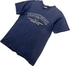 Hanes ☆ ヘインズ ワシントン シアトル アーチ プリント 半袖 Tシャツ フェード ネイビー S メンズ 春夏 アメカジ カレッジ 古着■S3703