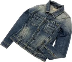 YANUK ☆ オシャレな色落ち加工◎ デニムジャケット スリムシルエット ブルー レディース XS 大人カジュアル タウンユース ヤヌーク■S2314