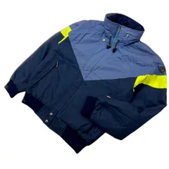 DESCENTE ☆ デザイン パターン ナイロンジャケット ブルゾン ネイビー イエロー 90-4 スポーツ トレーニング ビンテージ デサント■S2391