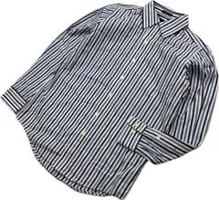 GAP ☆ 清潔感◎ ネイビー ブルー ホワイト ストライプ シャツ 長袖 XS スタイリッシュ アメカジ 大人カジュアル 古着 ギャップ■S3278