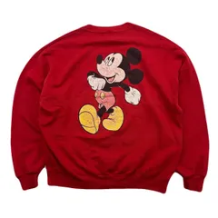 90s Velva Sheen ベルバシーン レトロ ミッキー 背面プリント スウェット シャツ トレーナー レッド XL 秋冬 アメカジ 古着 S4237