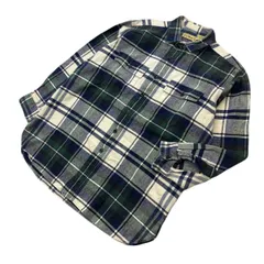 90s L.L.Bean エルエルビーン ネルシャツ グリーン チェック シャツ メンズ L 秋冬 アメカジ アウトドア ストリート 大人カジュアル■S4246