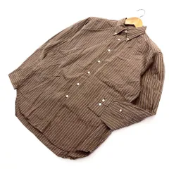 渋い大人の雰囲気◎ バナナリパブリック ☆ BANANA REPUBLIC 長袖 ボタンダウン BD シャツ ブラウン グレー ストライプ S ビジカジ■S932