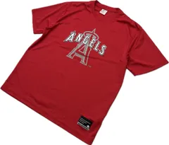 MLB ☆ ANGELS エンゼルス ビッグサイズ 5L ロゴ 速乾 メッシュ Tシャツ 半袖 レッド 春夏 メジャーリーグ 野球 人気 チーム ファン■S3787