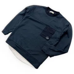 LOGOS DAYS ☆ ロゴス レイヤード風 デザイン ポケット スウェット シャツ トレーナー ネイビー M 秋冬 アウトドア キャンプ 古着■S3803