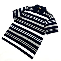 NAUTICA ☆ 春夏スタイルらしい◎ デザイン ボーダー ポロシャツ 半袖 ネイビー ホワイト グレー XS マリン アメカジ ノーティカ■S2036