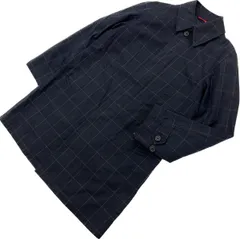 J.PRESS ☆ ステンカラーコート 格子 デザイン コート 濃紺 M 紳士 スタイリッシュ ビジネス オフィス 防寒 スタイル ジェイプレス■S2471