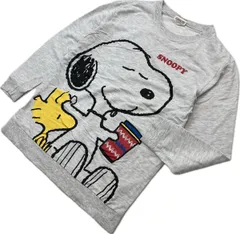 PEANUTS ☆ SNOOPY キャラクター プリント 長袖 Tシャツ グレー レディース L 休日 大人カジュアル 人気 ピーナッツ スヌーピー■S3463