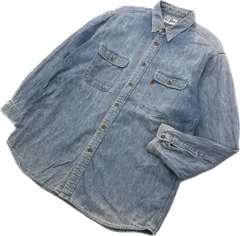 90s ☆ LEVIS デニムシャツ 長袖 ライトブルー L アメカジ ストリート カジュアル ルーズ ファッション 古着 人気 定番 リーバイス■S2529