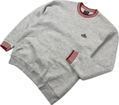 90s ☆ GUSH ☆ USA製 リブライン ロゴ 刺繍 スウェット シャツ トレーナー グレー レッド L ストリート 古着 ユーズド ガッシュ■S3029