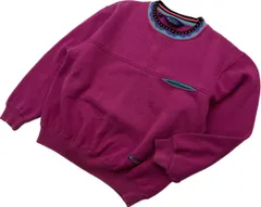 80s 90s ☆ Columbia 幾何学 デザイン リブ スウェット シャツ トレーナー ピンク L 登山 アウトドア デイリー 古着 コロンビア■S2530