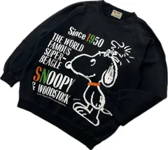 90s ☆ PEANUTS ☆ SNOOPY BIGプリント◎ スウェット シャツ トレーナー フェード ブラック ML アメカジ ストリート スヌーピー■S3524