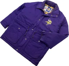 NFL ☆ VIKINGS 中綿 スタジャン ナイロンジャケット パープル 紫 M アメフト ラグビー ストリート 古着 ミネソタ バイキングス■S2541