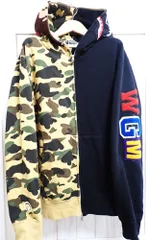 【美品】A BATHING APE シャーク パーカー バイカラー XL相当 センター切替 カモフラ WGM エイプ