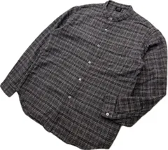 URBAN RESEARCH ☆ DOORS アーバンリサーチ バンドカラー チェック シャツ 長袖 グレー ベージュ 38 メンズ 秋冬 大人カジュアル■S4044
