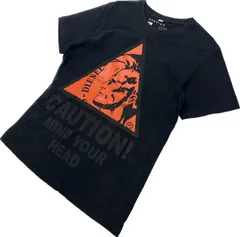 DIESEL ☆ ビッグプリント◎ ブラック Tシャツ カットソー 黒 S 春夏 アメカジ ストリート インナーにも◎ 古着 人気 ディーゼル■S2217