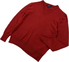 BROOKS BROTHERS ☆ サクソンウール ニット セーター Vネック レッド S 秋冬 オシャレ 身だしなみ ビジネス ブルックスブラザーズ■S3187