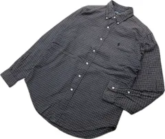 RALPH LAUREN ☆ チェック ボタンダウン BD シャツ 長袖 ダークグレー M メンズ アメカジ 大人カジュアル 古着 人気 ラルフローレン■S3660