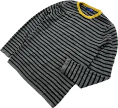 BEAMS ☆ 差し色◎ イエロー グレー ブラック ボーダー デザイン セーター シャツ レディース M 大人カジュアル 古着 人気 ビームス■S2740