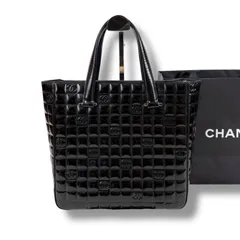 シャネル　CHANEL チョコバー　ミニトートバッグ　ブラック　黒　パテントレザー　エナメル　チョコバー