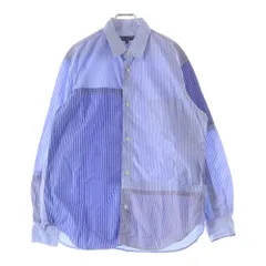 COMME des GARCONS HOMME (コムデギャルソンオム) 20AW AD2020 パッチワーク加工 長袖ストライプシャツ ブルー HF-B008