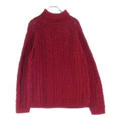 L.L.Bean ケーブルニット レッド ロング丈 セーター チェック - メルカリ