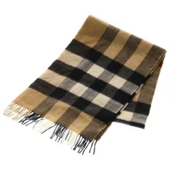 BURBERRY (バーバリー) ノバチェック総柄 カシミヤ フリンジマフラー ベージュ 4031079のサムネイル