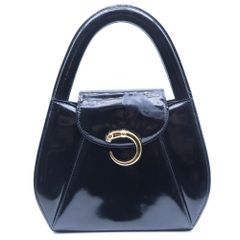 超希少 美品】バリー ハンドバッグ ネイビー 金具ハンドル 本革 