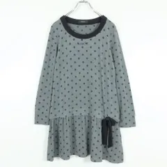 インゲボルグ★キュートなドット♪カットソーチュニック サイズ9 グレー系 リボン♪z18785