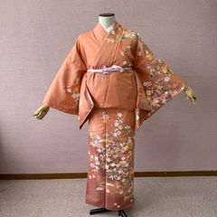 訪問着 赤茶色 鳥牡丹 袋帯 鳳凰白 - メルカリ