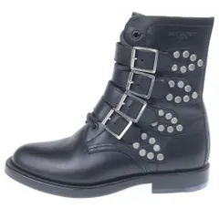 SAINT LAURENT PARIS (サンローランパリ) スタッズ ベルトデザイン レースアップ ショートブーツ シューズ ブラック レディースのサムネイル