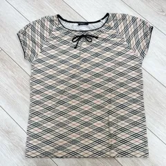 BURBERRY LONDON バーバリーロンドン ブラウス トップス チビT  ノバチェック レディース ベージュ 半袖 綿100% コットン Y2K Archive 00s 平成ギャル 安室奈美恵