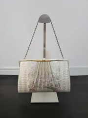 和装用バッグ　ハンドバッグ チェーンバック　和装小物　成人式　着物 小紋 訪問着 上品　シルバー