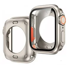 Apple Watch カバー 一体型 強化ガラス 保護ケース キズ防止 ステンレス風 PCハードケース 42mm 46mm 41mm 40mm 44mm 45mm 49mm対応 Series11/10/9/8/7  メンズ レディース アップルウォッチ