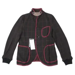 サカイsacai コットン混紡チェックニットジャケット チャコールボルドー1のサムネイル