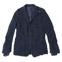 サカイsacai コットンリネンシワ加工チェックジャケット 青1のサムネイル