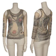 ジャンポールゴルチエJean Paul GAULTIER タトゥープリントパワーネットタンクトップ ベージュ他Mのサムネイル