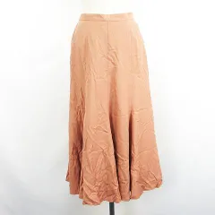 アースミュージック&エコロジー EARTH MUSIC & ECOLOGY スカート ボトムス ロング丈 マキシ丈 美光沢 フレア イージー F テラコッタ ※EKM