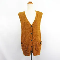サマンサモスモス SM2 ニット ベスト スラブ Vネック F マスタード ※EKM